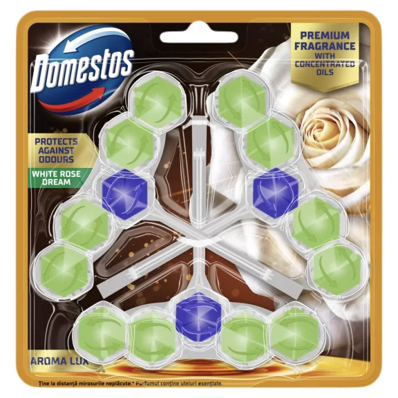Domestos Aroma Lux White Rose Dream WC frissítő blokk 3 x 50 g Domestos Aroma Lux White Rose Dream WC frissítő blokk 3 x 50 g