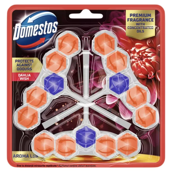 Domestos Aroma Lux Dahlia Wish WC frissítő blokk 3 x 50 g Domestos Aroma Lux Dahlia Wish WC frissítő blokk 3 x 50 g