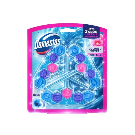 Domestos Power 5 Blue Water Magnolia WC frissítő blokk 3x 48 g Domestos Power 5 Blue Water Magnolia WC frissítő blokk 3x 48 g