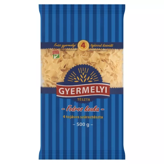 Gyermelyi fodros kocka 4 tojásos száraztészta 500 g Gyermelyi fodros kocka 4 tojásos száraztészta 500 g