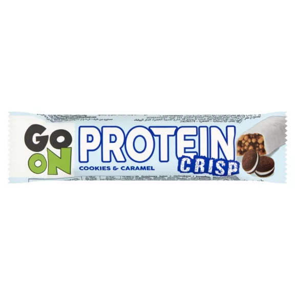 Sante Go On Protein Crisp szelet kekszarabokkal és karamellel fehér csokoládé bevonattal 50 g Sante Go On Protein Crisp szelet kekszarabokkal és karamellel fehér csokoládé bevonattal 50 g
