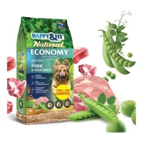 Happy & Fit Natural Economy Adult with Pork and Vegetables - Száraztáp Sertéshússal és Zöldségekkel 12+2 kg