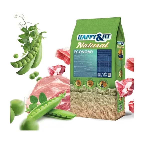 Happy & Fit Natural Economy Adult with Pork and Vegetables - Száraztáp Sertéshússal és Zöldségekkel 12+2 kg