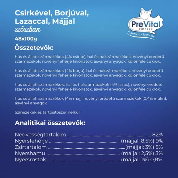 Prevital alutasakos macskaeledel giga box 48x100g Multipack Prevital alutasakos macskaeledel giga box 48x100g Multipack