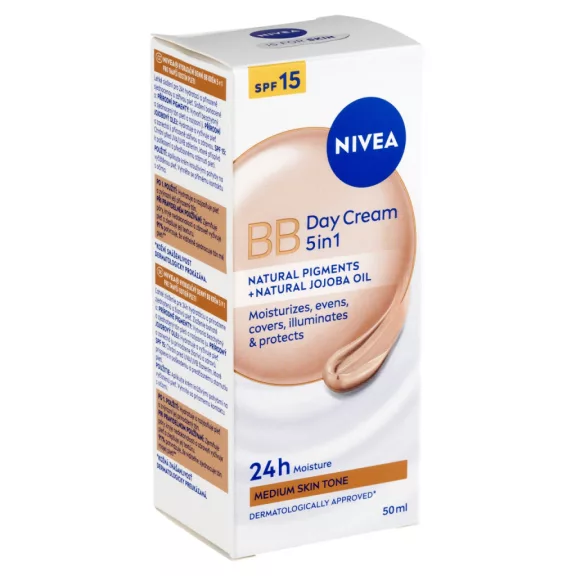 NIVEA BB 5 az 1-ben hidratáló arckrém közepes bőrtónusra 50 ml NIVEA BB 5 az 1-ben hidratáló arckrém közepes bőrtónusra 50 ml