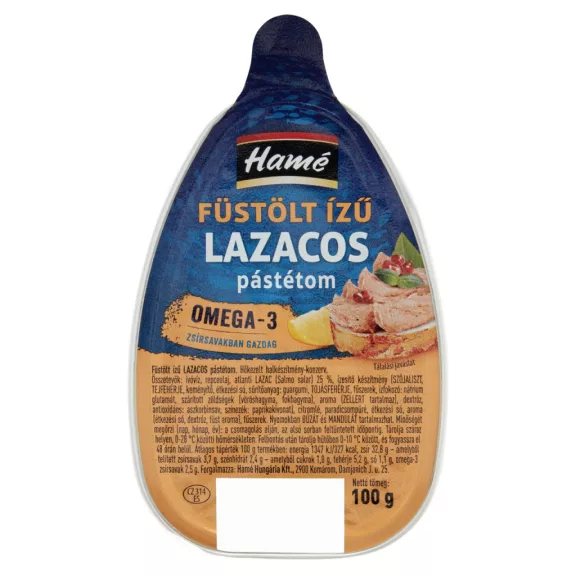 Hamé füstölt ízű lazacos pástétom 100 g Hamé füstölt ízű lazacos pástétom 100 g