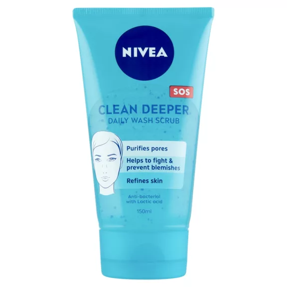 NIVEA Clean Deeper radírozó arclemosó zsíros, problémás bőrre 150 ml NIVEA Clean Deeper radírozó arclemosó zsíros, problémás bőrre 150 ml
