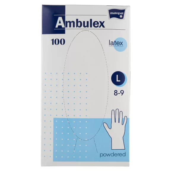 AMBULEX Latex Púderes Gumikesztyű "L" 100 db AMBULEX Latex Púderes Gumikesztyű "L" 100 db