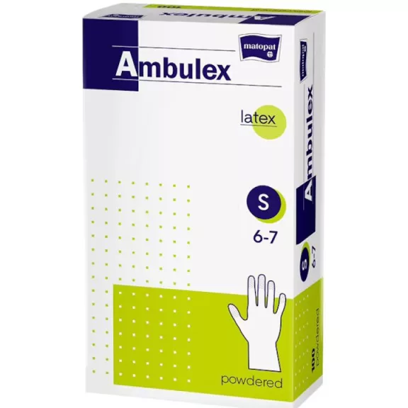 AMBULEX Latex Púderes Gumikesztyű "S" 100 db AMBULEX Latex Púderes Gumikesztyű "S" 100 db