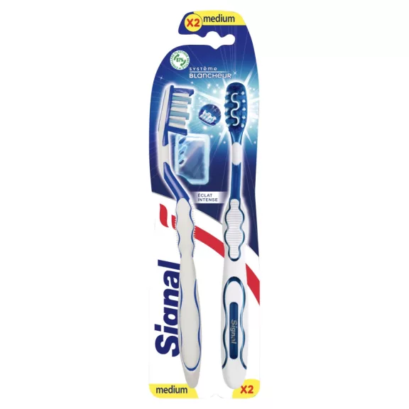 Signal White Now White System Medium Duopack közepes keménységű fogkefe 2 db Signal White Now White System Medium Duopack közepes keménységű fogkefe 2 db