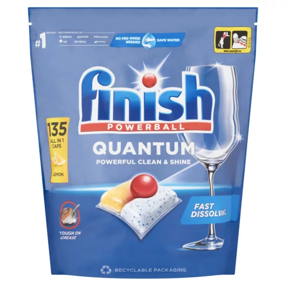 Finish Powerball Quantum All in 1 Lemon Mosogatógép kapszula 135db Finish Powerball Quantum All in 1 Lemon Mosogatógép kapszula 135db