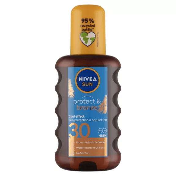 NIVEA SUN Protect & Bronze barnulást támogató napolaj spray FF30 200 ml NIVEA SUN Protect & Bronze barnulást támogató napolaj spray FF30 200 ml
