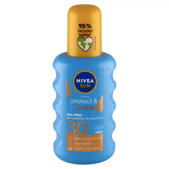 NIVEA SUN Protect & Bronze barnulást támogató napozó spray FF30 200 ml NIVEA SUN Protect & Bronze barnulást támogató napozó spray FF30 200 ml