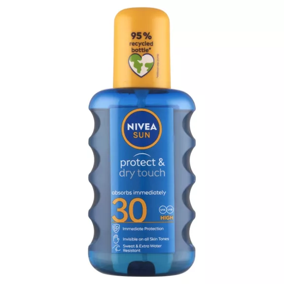NIVEA SUN Protect & Dry Touch átlátszó hűsítő napozó spray FF30 200 ml NIVEA SUN Protect & Dry Touch átlátszó hűsítő napozó spray FF30 200 ml