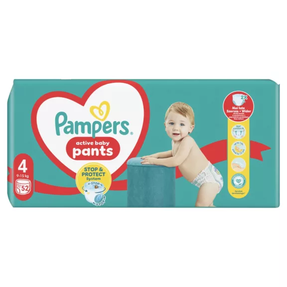 Pampers Active Baby Bugyipelenka 52 db 9-15 kg Méret 4 Pampers Active Baby Bugyipelenka 52 db 9-15 kg Méret 4