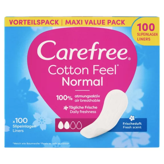 Carefree Cotton Feel Fresh Normal tisztasági betét friss illattal 100 db Carefree Cotton Feel Fresh Normal tisztasági betét friss illattal 100 db
