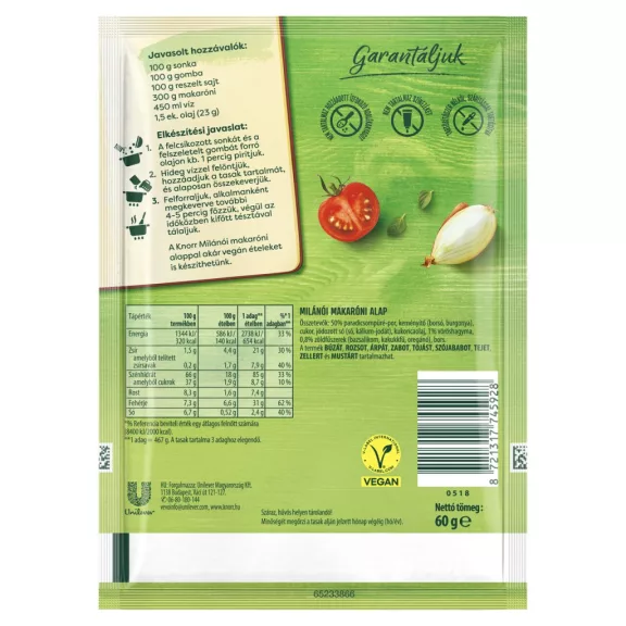 Knorr milánói makaróni alap 60 g Knorr milánói makaróni alap 60 g